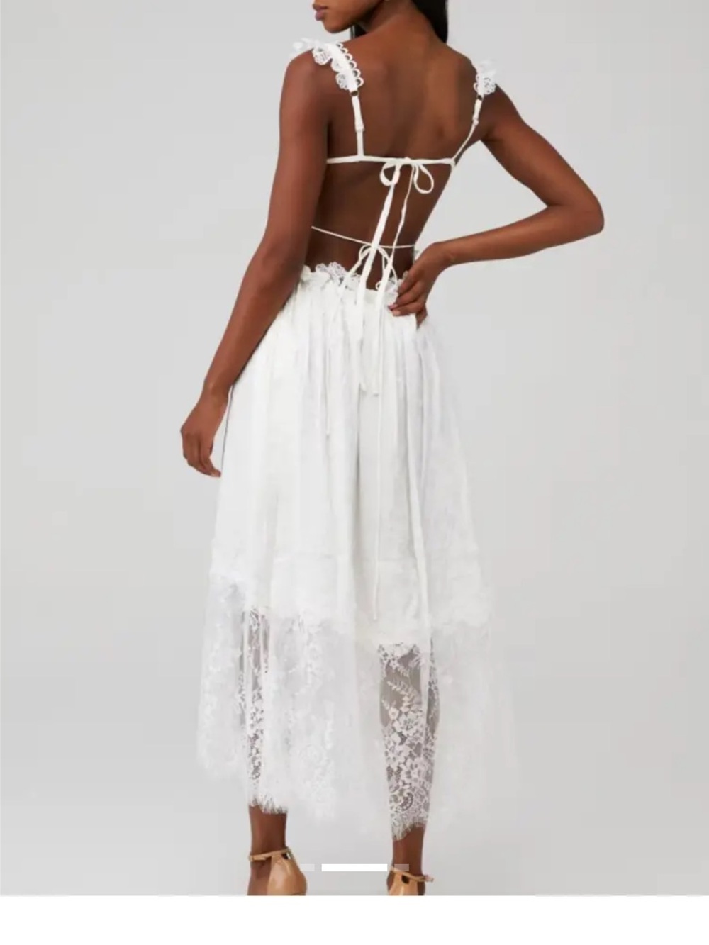Love and Lemons White Lace-Trim Midi Dress - Picture 2 of 4